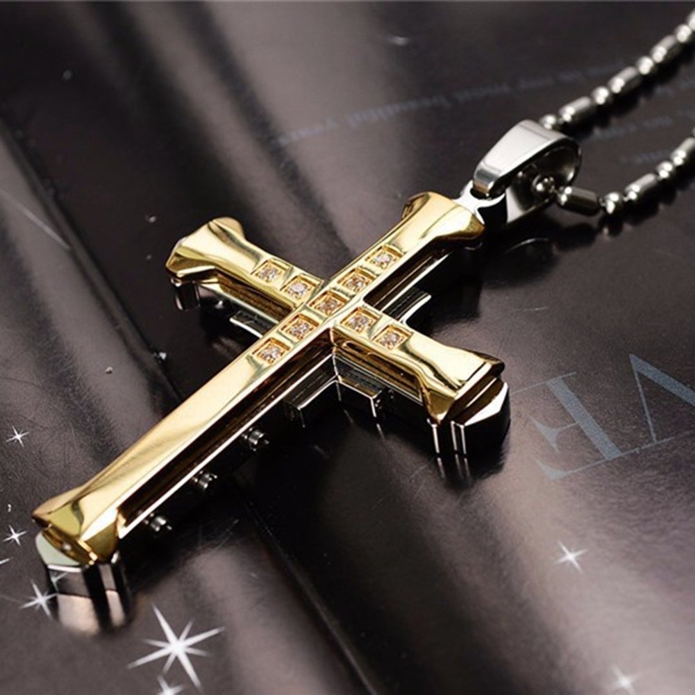 Fashion Men Rhinestone Jesus Cross Pendant Charm Alloy Necklace Jewelry Gift Image 10