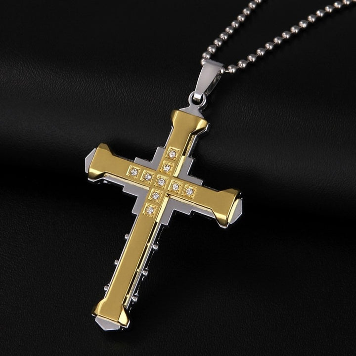 Fashion Men Rhinestone Jesus Cross Pendant Charm Alloy Necklace Jewelry Gift Image 11