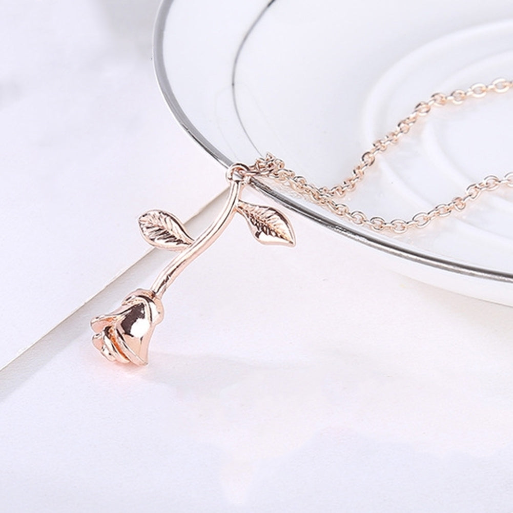 Fashion Women Rose Flower Pendant Chain Necklace Jewelry Valentine Day Gift Image 4