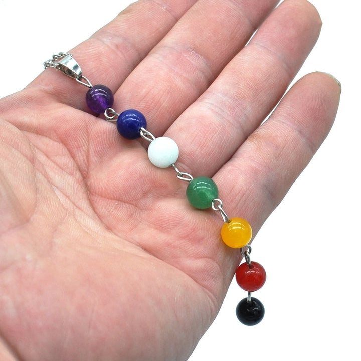 7 Chakra Colorful Beads Long Dangle Necklace Yoga Balancing Stone Jewelry Gift Image 3