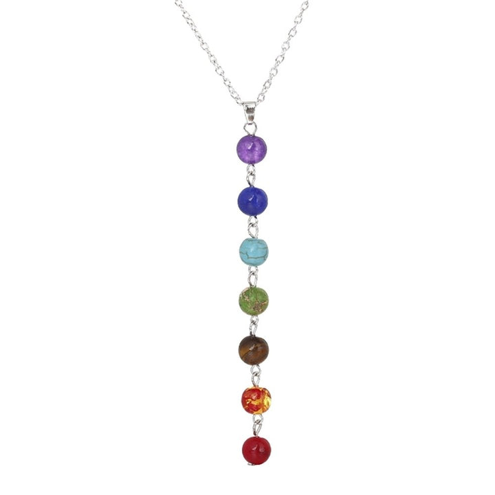 7 Chakra Colorful Beads Long Dangle Necklace Yoga Balancing Stone Jewelry Gift Image 6