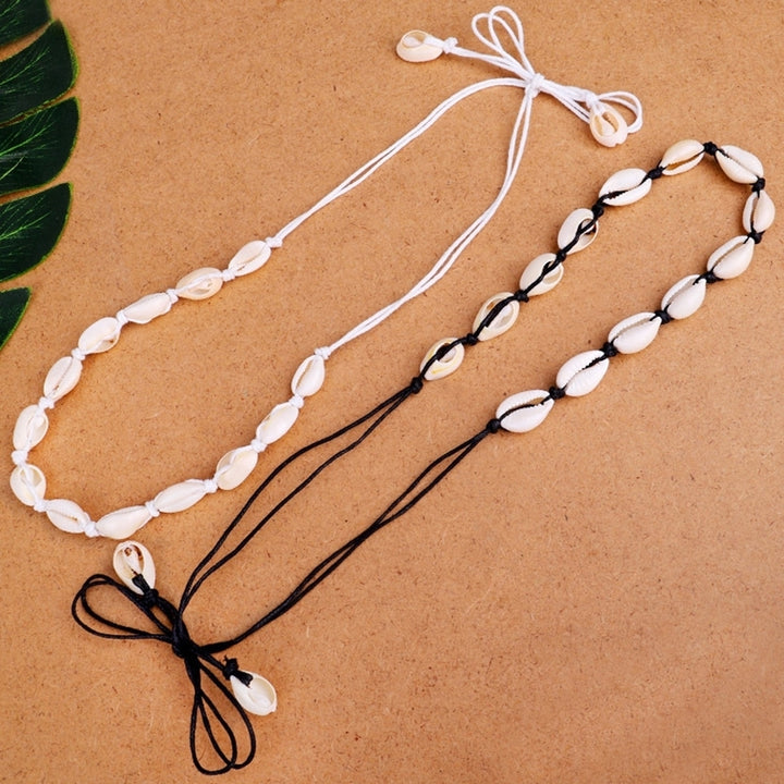 Summer Beach Women Bohemian Sea Shell Charm Knotted Necklace Choker Jewelry Image 1