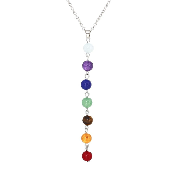 7 Chakra Colorful Beads Long Dangle Necklace Yoga Balancing Stone Jewelry Gift Image 7