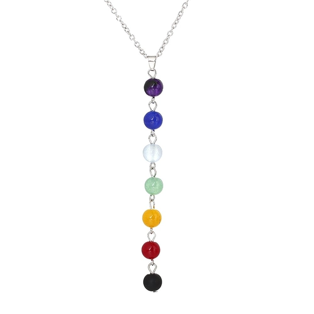 7 Chakra Colorful Beads Long Dangle Necklace Yoga Balancing Stone Jewelry Gift Image 8