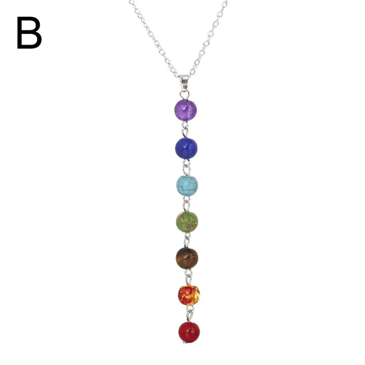 7 Chakra Colorful Beads Long Dangle Necklace Yoga Balancing Stone Jewelry Gift Image 10