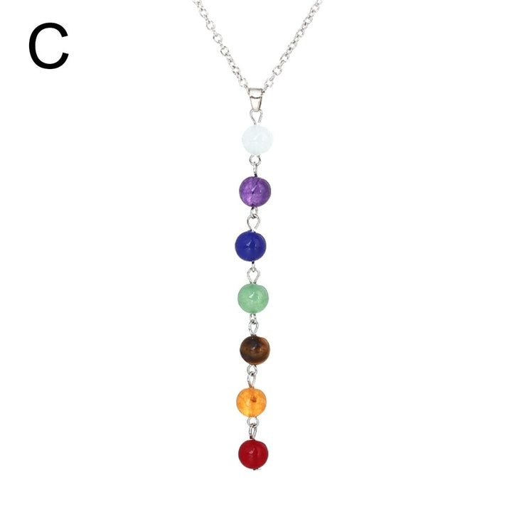 7 Chakra Colorful Beads Long Dangle Necklace Yoga Balancing Stone Jewelry Gift Image 11