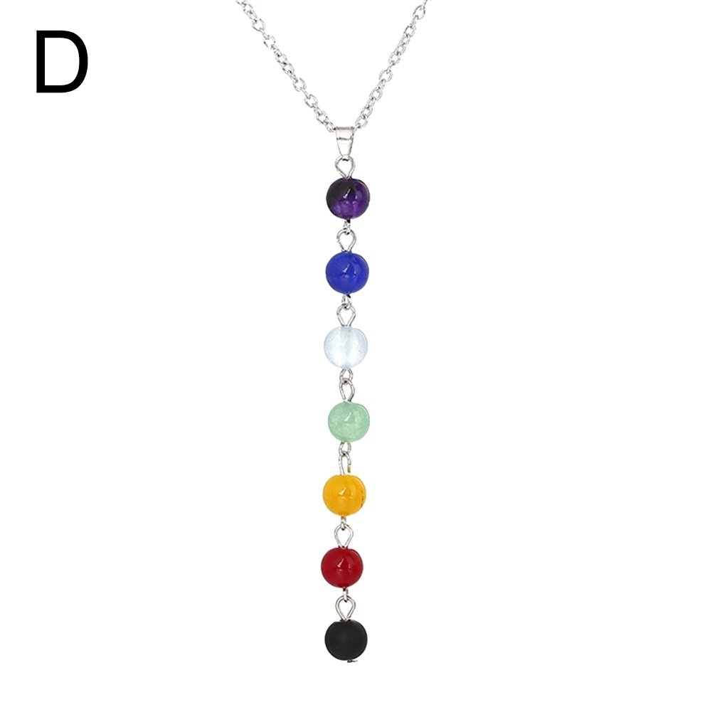 7 Chakra Colorful Beads Long Dangle Necklace Yoga Balancing Stone Jewelry Gift Image 12