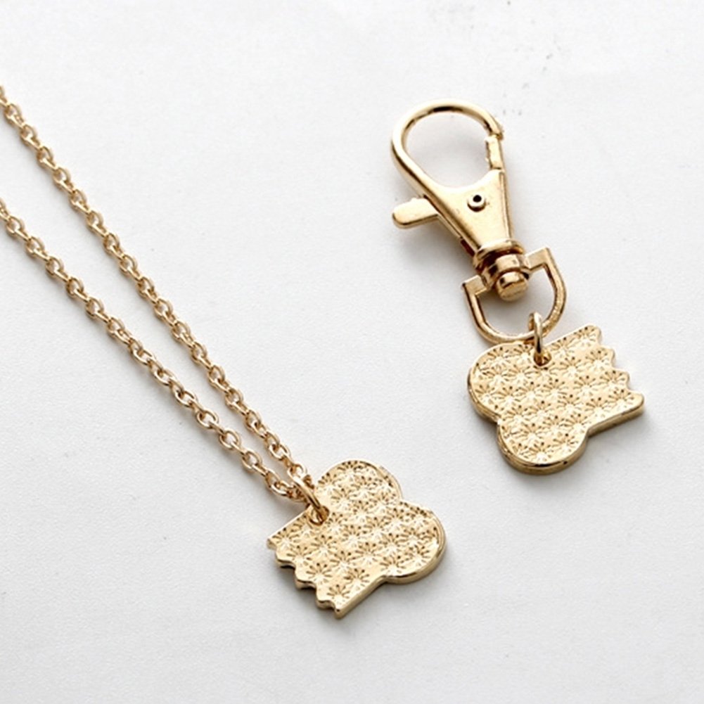 2Pcs Women BEST FRIENDS Dog Bone Shaped Matching Pendant Necklace Keychain Image 11