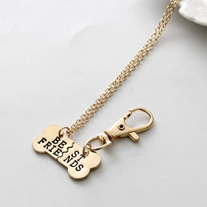 2Pcs Women BEST FRIENDS Dog Bone Shaped Matching Pendant Necklace Keychain Image 12