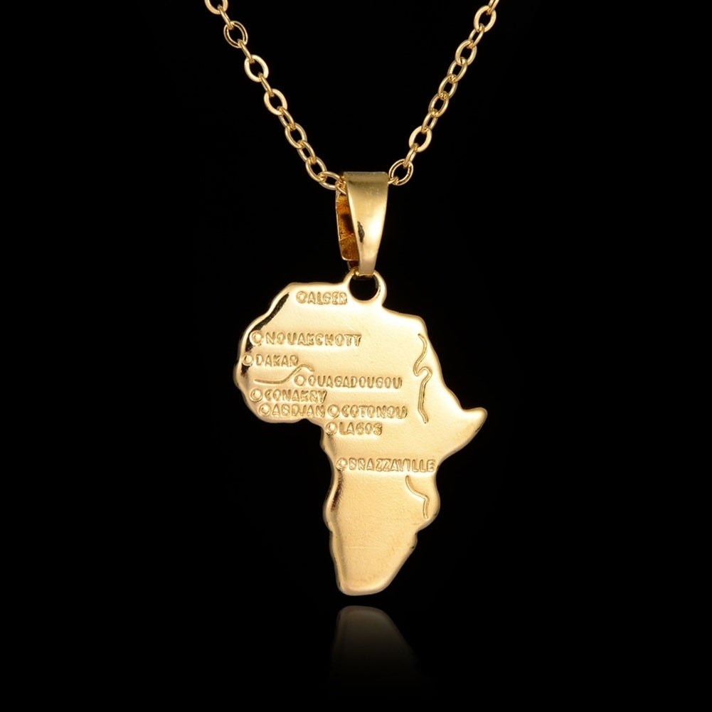 Men Women Fashion Africa Map Pendant Letters Carved Chain Necklace Jewelry Gift Image 2