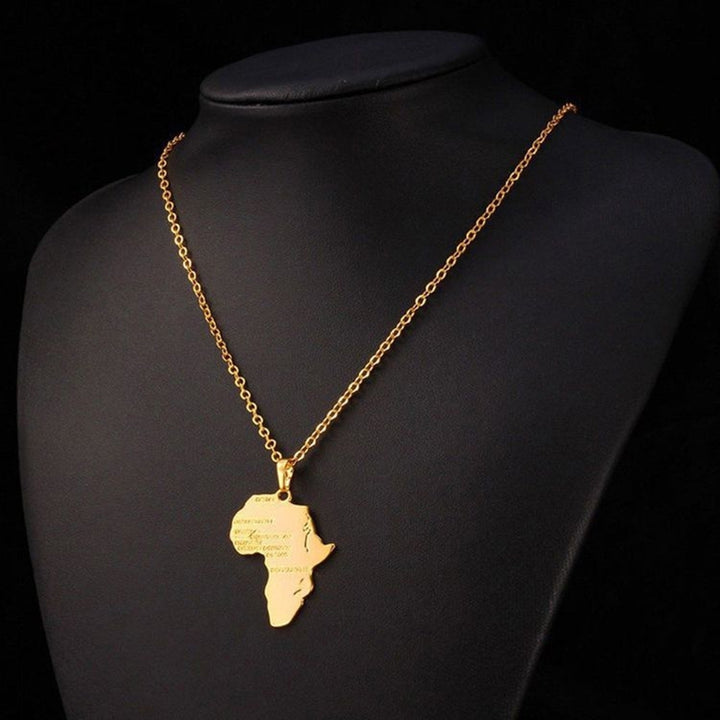 Men Women Fashion Africa Map Pendant Letters Carved Chain Necklace Jewelry Gift Image 4