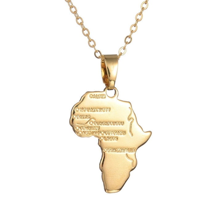 Men Women Fashion Africa Map Pendant Letters Carved Chain Necklace Jewelry Gift Image 6