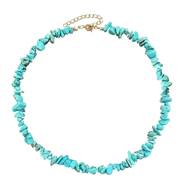 Woman Fashion Adjustable Faux Turquoise Bead Necklace Charm Beach Party Jewelry Image 1