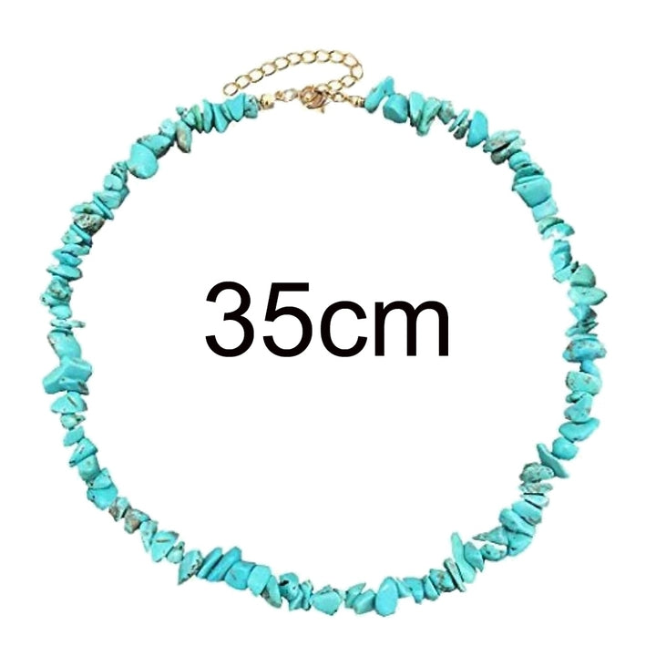 Woman Fashion Adjustable Faux Turquoise Bead Necklace Charm Beach Party Jewelry Image 3