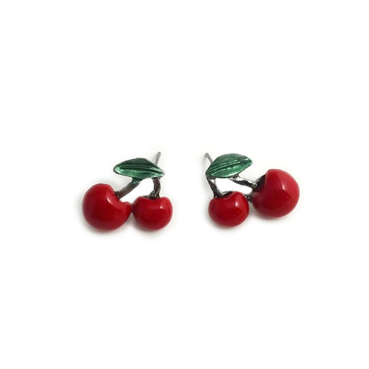 Fashion Women Red Cherry Clavicle Chain Necklace Ear Stud Set Jewelry Accessory Image 10