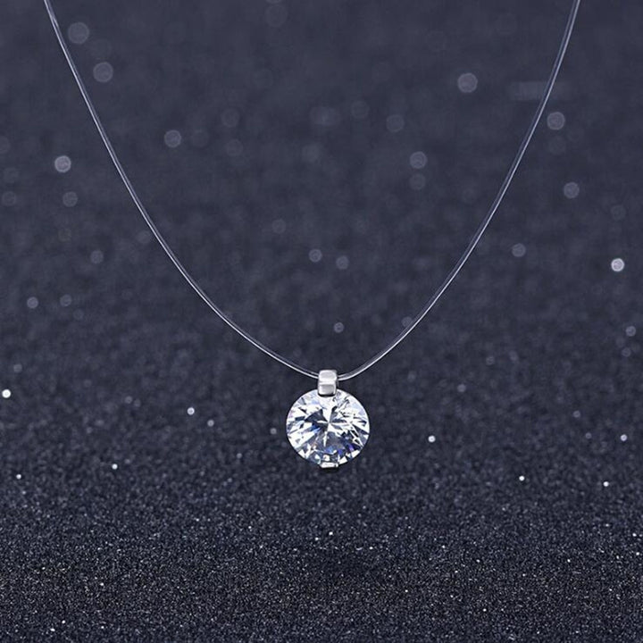 Fashion Women Round Cubic Zirconia Pendant Fishing Line Necklace Jewelry Gift Image 8