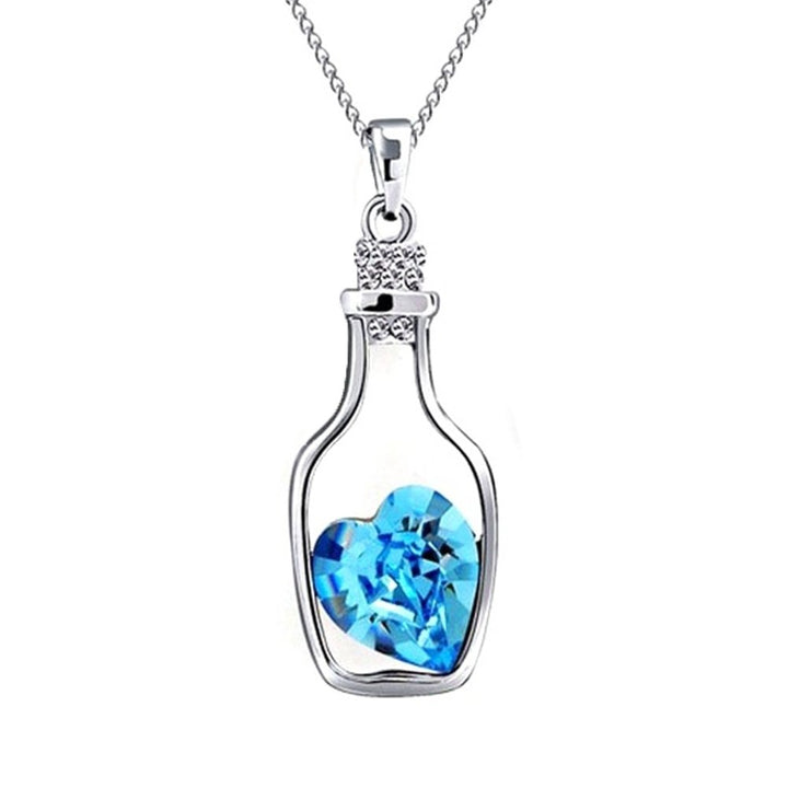 Women Fashion Drift Bottle Pendant Heart Rhinestone Inlaid Necklace Jewelry Gift Image 6