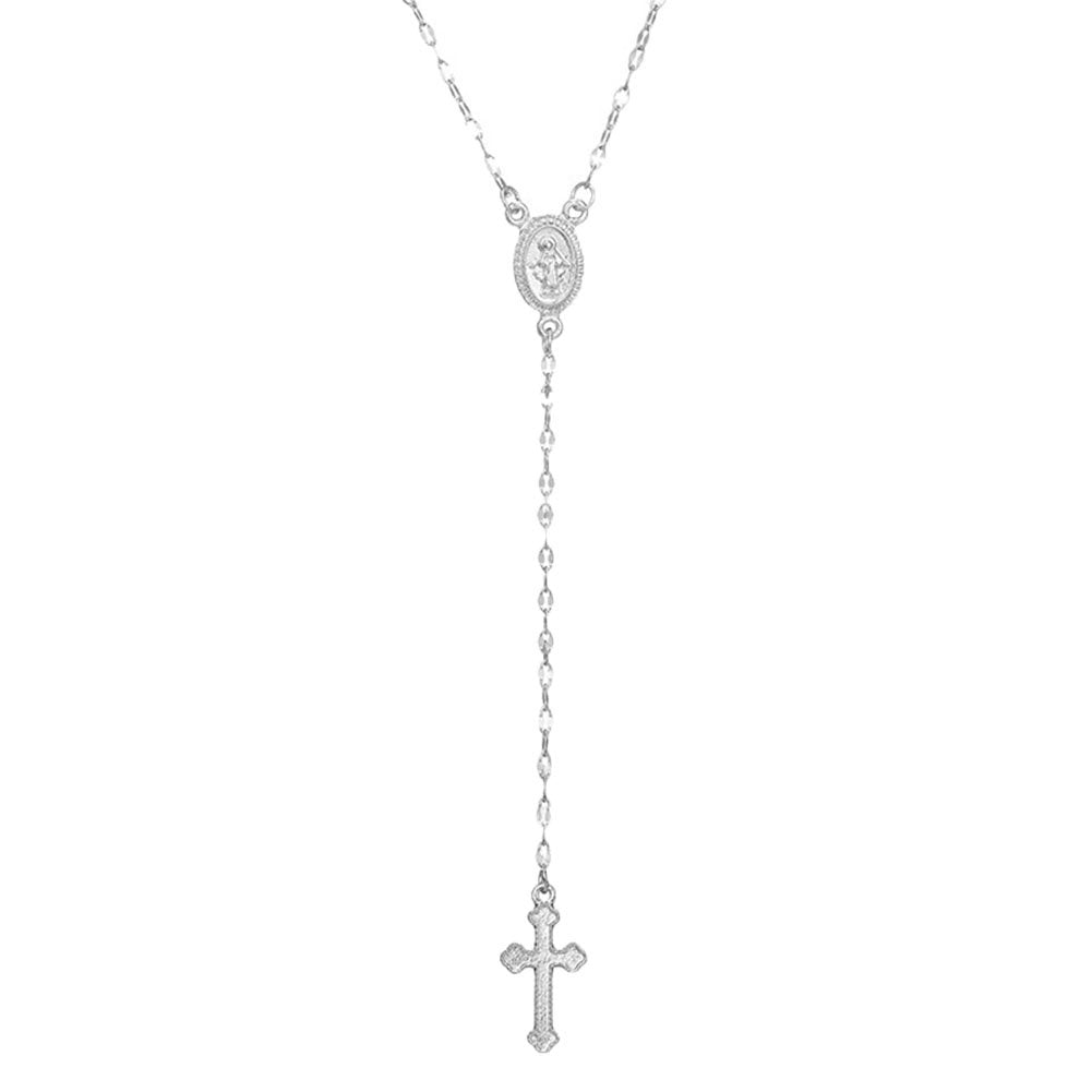 Simple Women Cross Virgin Mary Oval Charm Lariat Y Necklace Religious Jewelry Gift Image 6