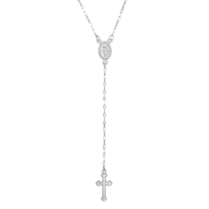 Simple Women Cross Virgin Mary Oval Charm Lariat Y Necklace Religious Jewelry Gift Image 6