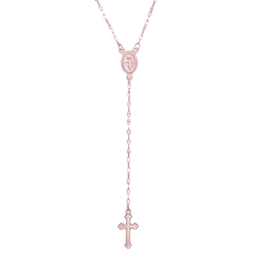 Simple Women Cross Virgin Mary Oval Charm Lariat Y Necklace Religious Jewelry Gift Image 7