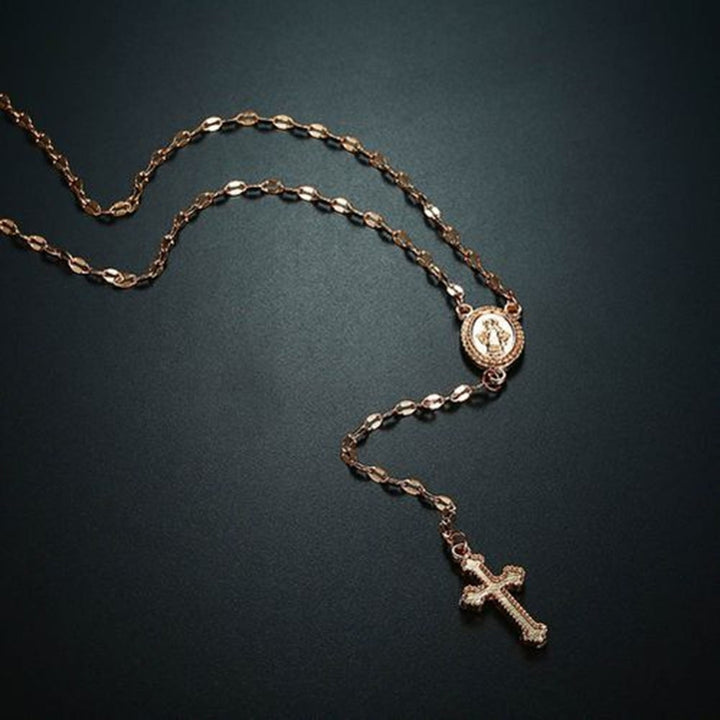 Simple Women Cross Virgin Mary Oval Charm Lariat Y Necklace Religious Jewelry Gift Image 11