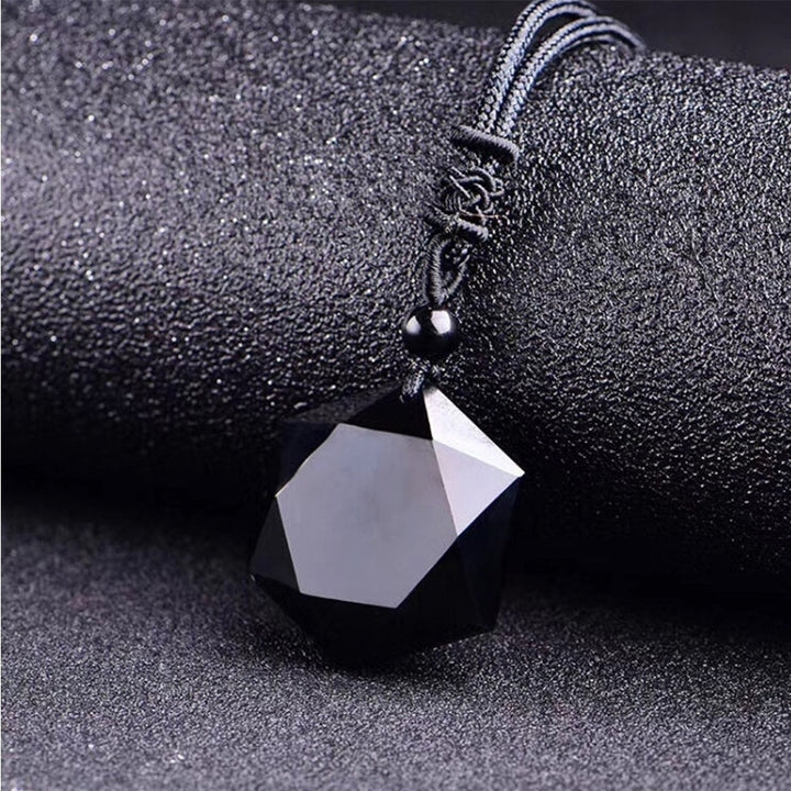 Unisex Fashion Natural Energy Stone Hexagram Obsidian Necklace Jewelry Gift Image 4