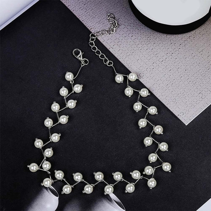 Fashion Women Branched Faux Pearl Beaded Choker Necklace Party Jewelry Gift Image 3