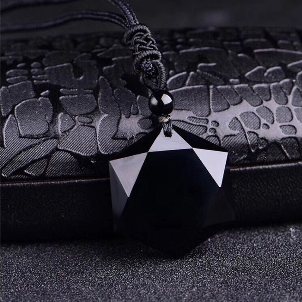 Unisex Fashion Natural Energy Stone Hexagram Obsidian Necklace Jewelry Gift Image 6