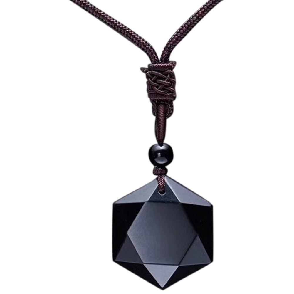 Unisex Fashion Natural Energy Stone Hexagram Obsidian Necklace Jewelry Gift Image 8