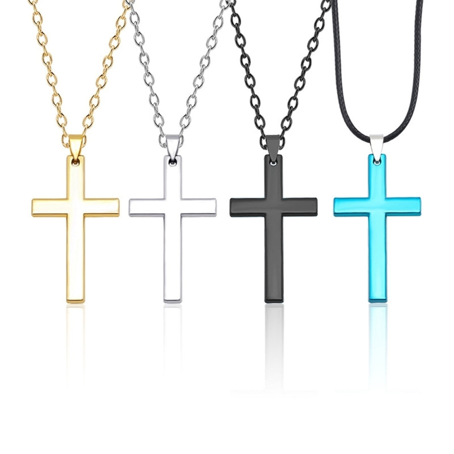 Fashion Men Simple Smooth Cross Pendant Chain Necklace Jewelry Birthday Gift Image 1