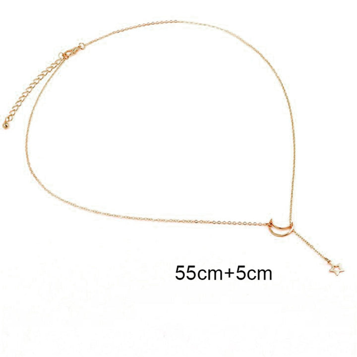 Moon Shape Star Pendant Alloy Luxury Clavicle Chain Necklace for Party Image 4