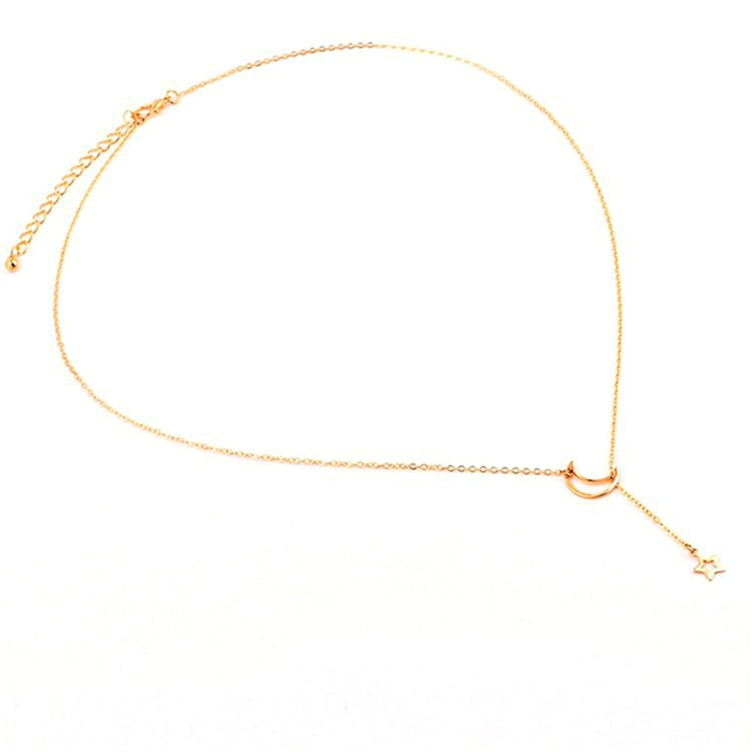 Moon Shape Star Pendant Alloy Luxury Clavicle Chain Necklace for Party Image 9