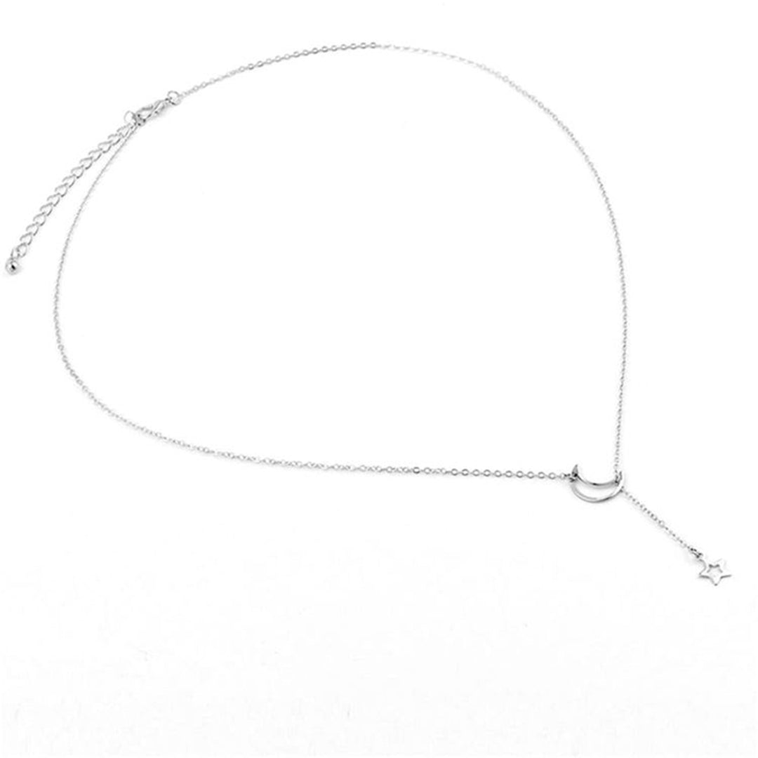 Moon Shape Star Pendant Alloy Luxury Clavicle Chain Necklace for Party Image 10