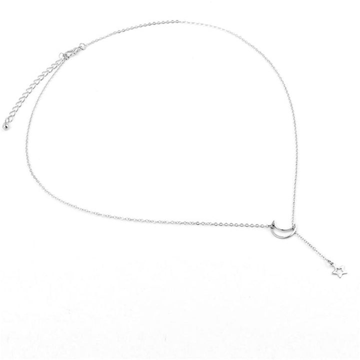 Moon Shape Star Pendant Alloy Luxury Clavicle Chain Necklace for Party Image 10