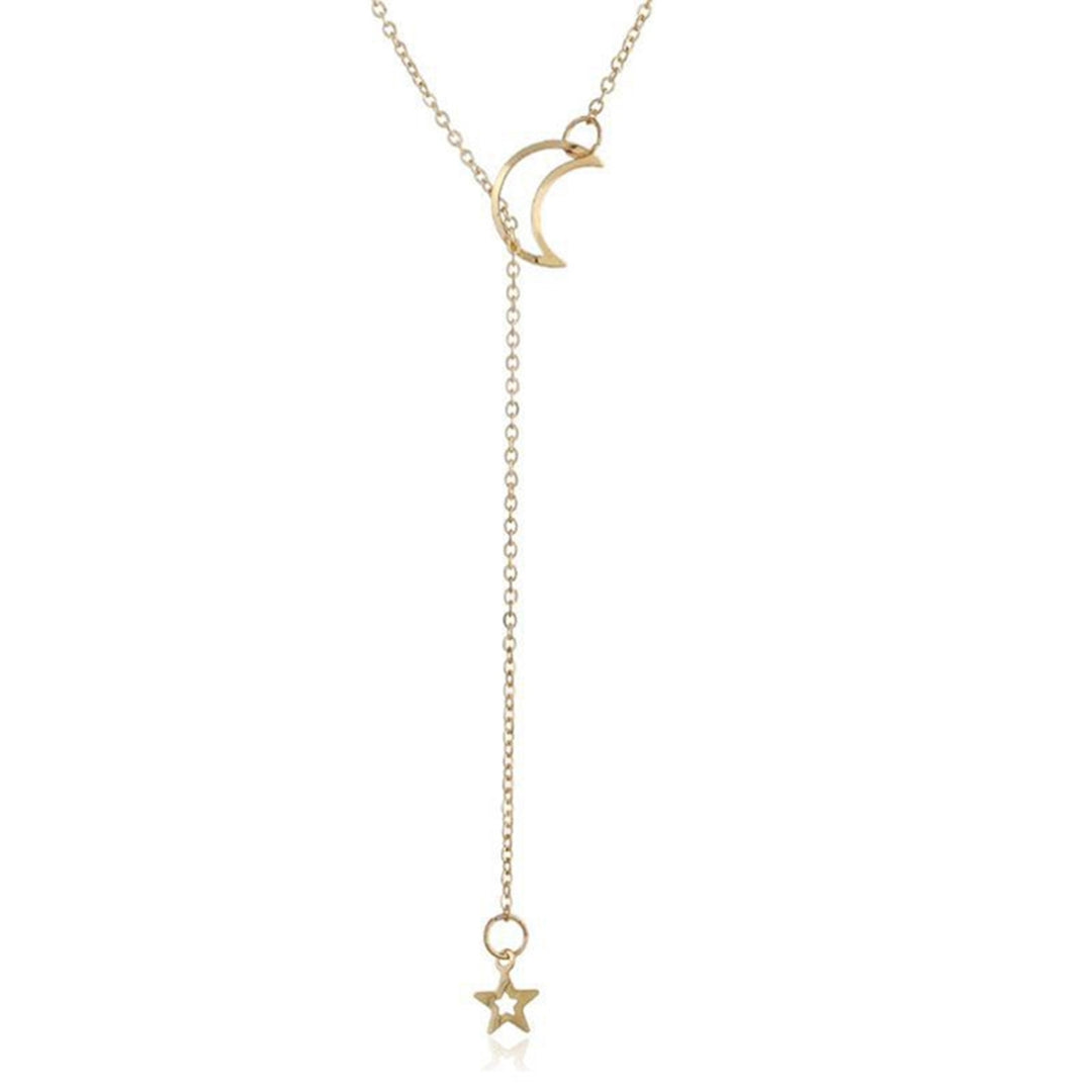 Moon Shape Star Pendant Alloy Luxury Clavicle Chain Necklace for Party Image 11