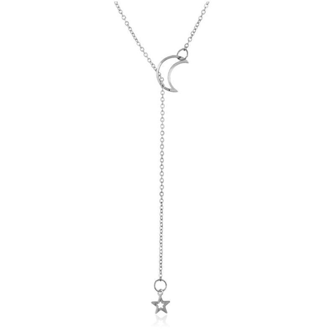 Moon Shape Star Pendant Alloy Luxury Clavicle Chain Necklace for Party Image 12