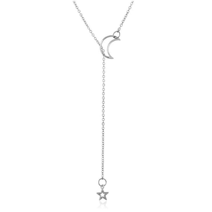 Moon Shape Star Pendant Alloy Luxury Clavicle Chain Necklace for Party Image 12