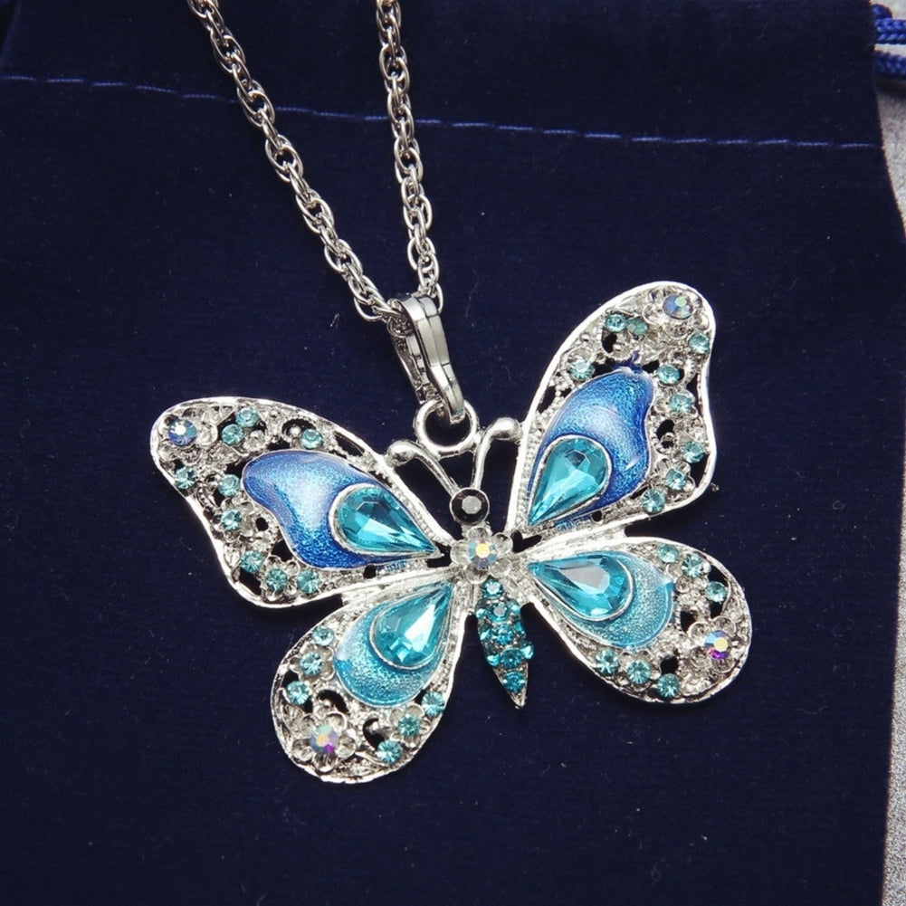 Women Fashion Oil Painting Rhinestone Inlaid Bowknot Alloy Necklace Jewelry Gift Image 10