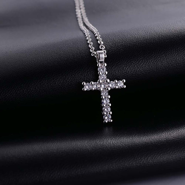 Fashion Women Cubic Zirconia Cross Pendant Chain Necklace Party Jewelry Gift Image 6