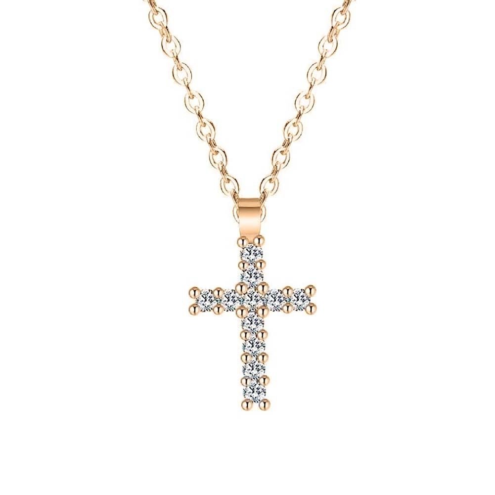 Fashion Women Cubic Zirconia Cross Pendant Chain Necklace Party Jewelry Gift Image 9