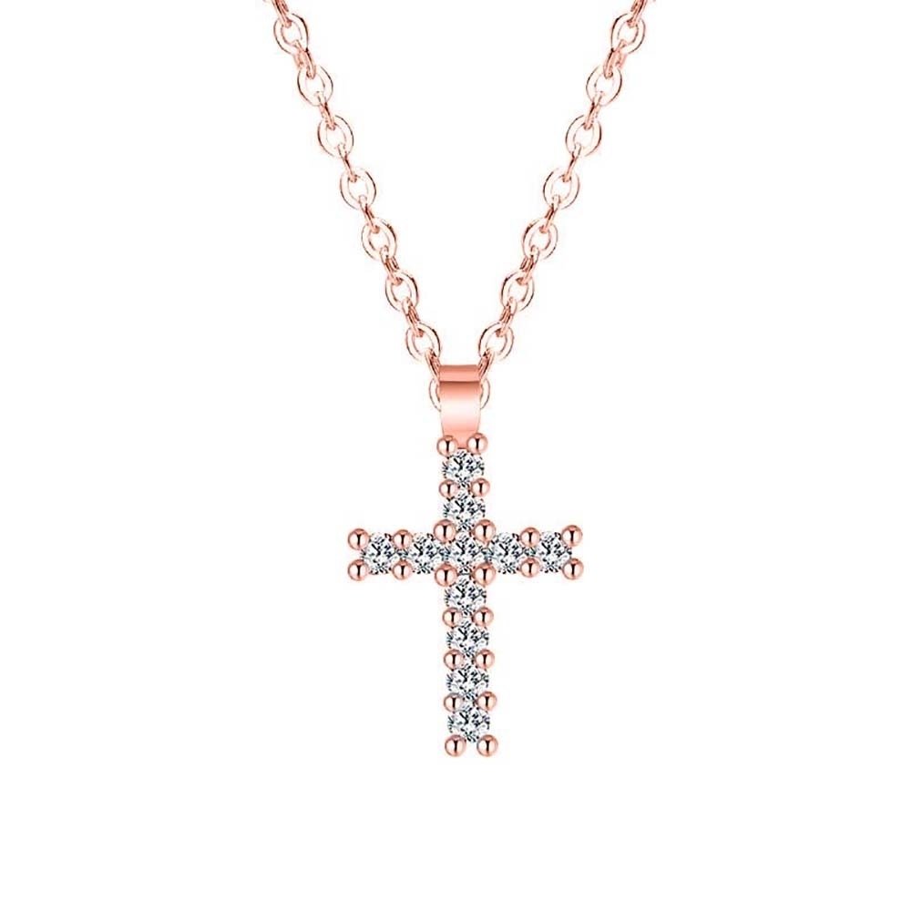 Fashion Women Cubic Zirconia Cross Pendant Chain Necklace Party Jewelry Gift Image 10