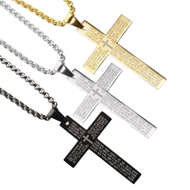 Women Men Fashion English Letters Cross Pendant Necklace Jewelry Christmas Gift Image 1