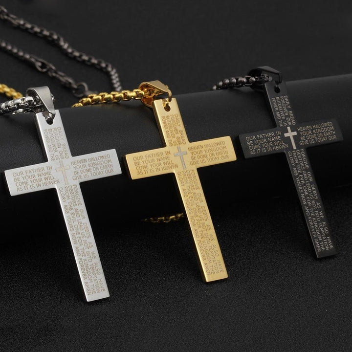 Women Men Fashion English Letters Cross Pendant Necklace Jewelry Christmas Gift Image 2