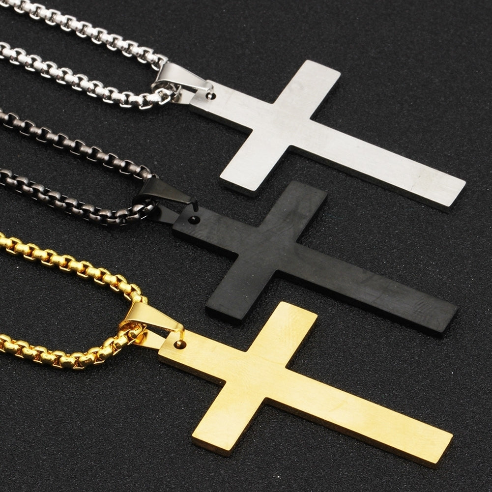 Women Men Fashion English Letters Cross Pendant Necklace Jewelry Christmas Gift Image 4