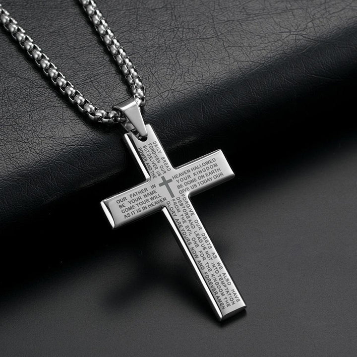 Women Men Fashion English Letters Cross Pendant Necklace Jewelry Christmas Gift Image 4