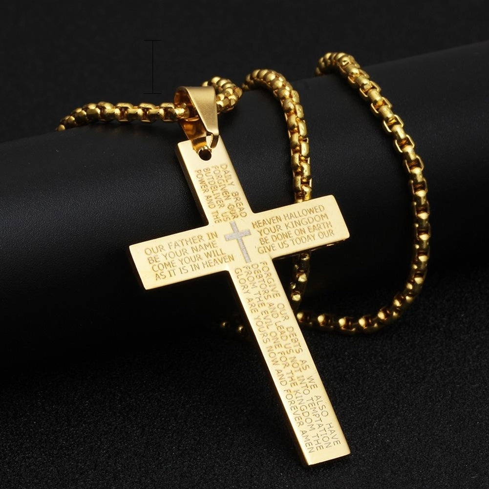 Women Men Fashion English Letters Cross Pendant Necklace Jewelry Christmas Gift Image 6