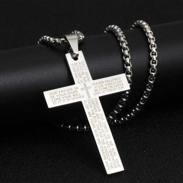 Women Men Fashion English Letters Cross Pendant Necklace Jewelry Christmas Gift Image 7