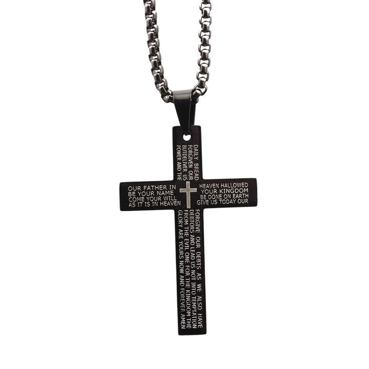 Women Men Fashion English Letters Cross Pendant Necklace Jewelry Christmas Gift Image 1