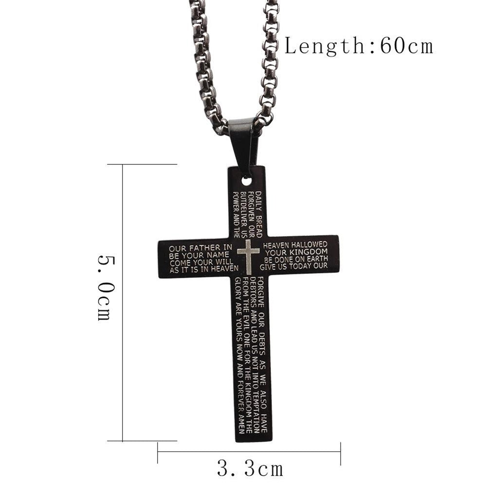 Women Men Fashion English Letters Cross Pendant Necklace Jewelry Christmas Gift Image 12