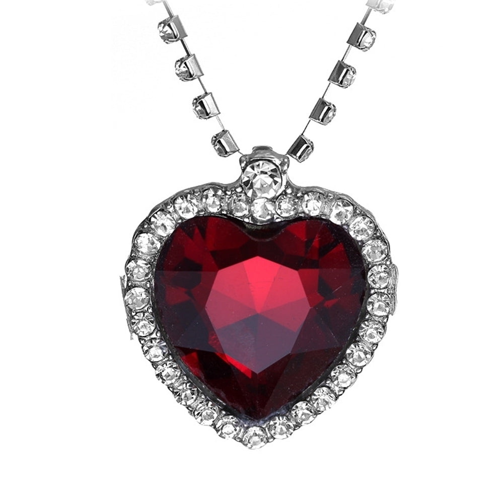 Women Fashion Heart Shape Cubic Zirconia Pendant Chain Necklace Jewelry Gift Image 2